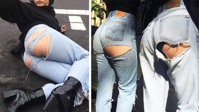 Tren Baru Jeans Robek di Bagian Bokong Ala Kylie Jenner Booming!